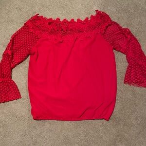 Colleen Lopez Vibrant Pink Lace Blouse